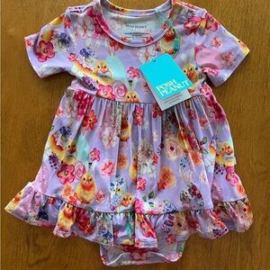 NWT Posh Peanut Azalea Short Sleeve Ruffled Bodysuit Dress